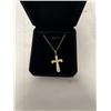 Image 1 : NEW 14K GOLD PLATED 35MM CROSS NECKLACE, ADJUSTABLE CHAIN 18"-19" LONG