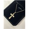 Image 2 : NEW 14K GOLD PLATED 35MM CROSS NECKLACE, ADJUSTABLE CHAIN 18"-19" LONG