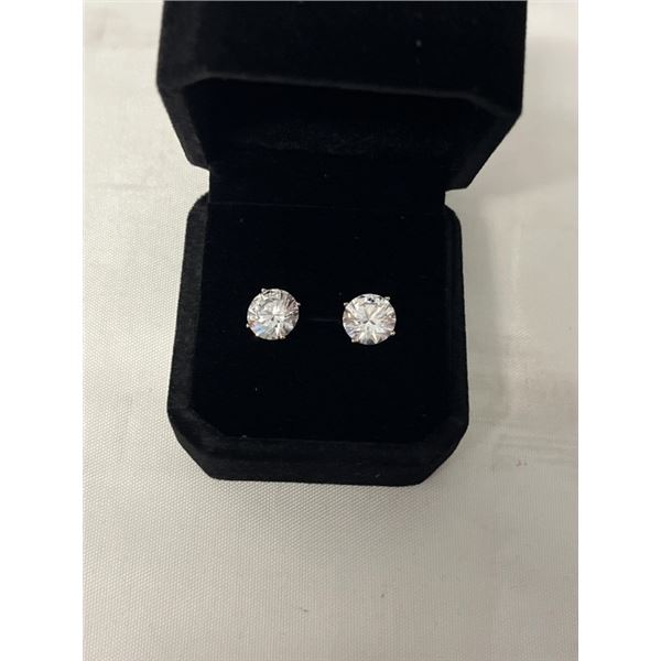 NEW 18K GOLD PLATED 3.0CT EACH SIMULATED DIAMOND (CZ) STUD EARRINGS