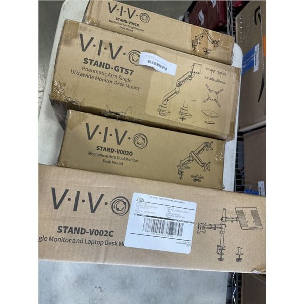 2 VIVO SINGLE ARM MONITOR DESK MOUNTS, SINGLE MONITOR AND LAPTOP DEKS MOUNT AND MECHANICAL DUAL ARM 