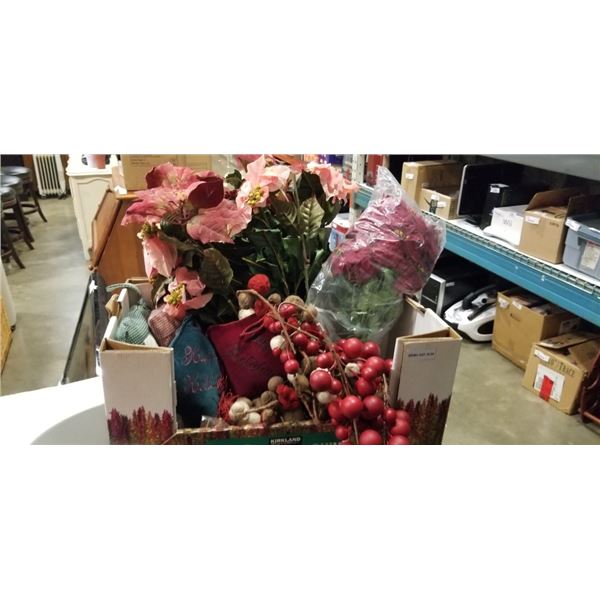 ASSORTED CHRISTMAS DECOR, PILLOWS, FLORAL