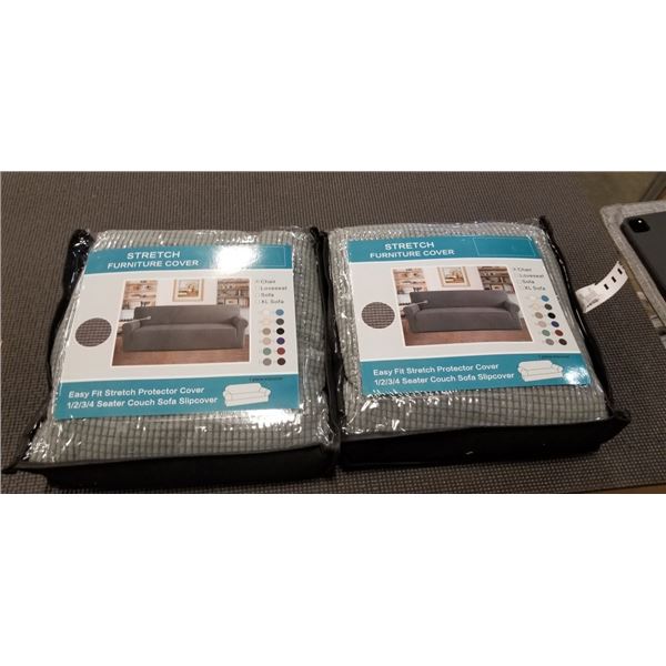 2 NEW GREY FABRIC CHAIR COVERS