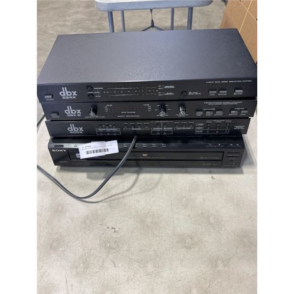 DBX 224X, NOISE REDUCTION SYSTEM, DBX 3BX III RANGE EXPANDER, DBX 400X SELSECTOR, AND SONY DVD/ CD C