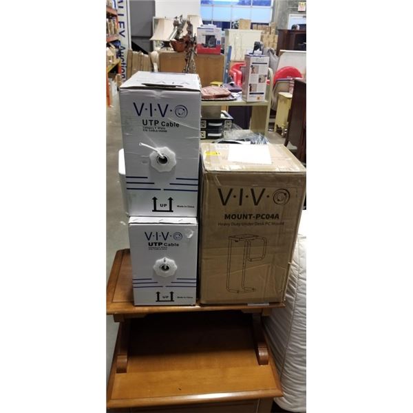 APPROX 250FT VIVO CAT 6 CABLE AND HEAVY DUTY PC MOUNT