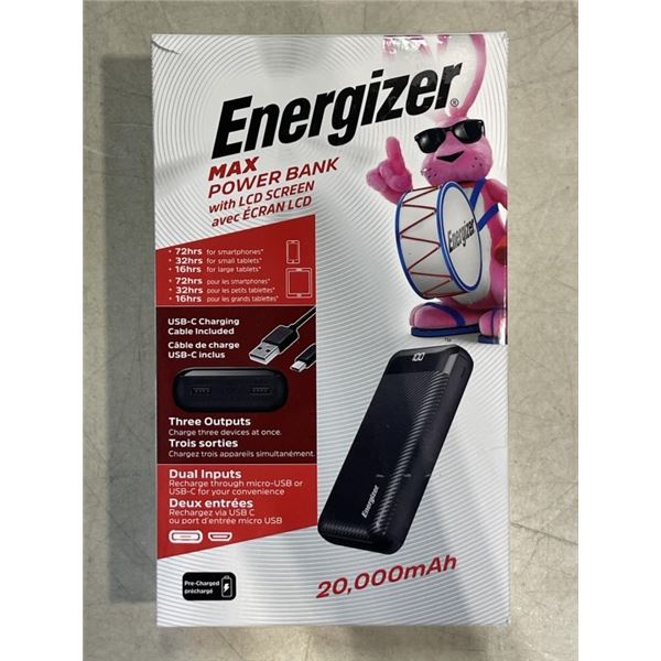 ENERGIZER MAX POWER BANK WITH  LCD SCREEN, 20,000MAH
