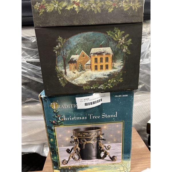 NEW SET OF CHRISTMASS NESTING BOXES, AND TRADITIONS HEAVY CAST TREE STAND