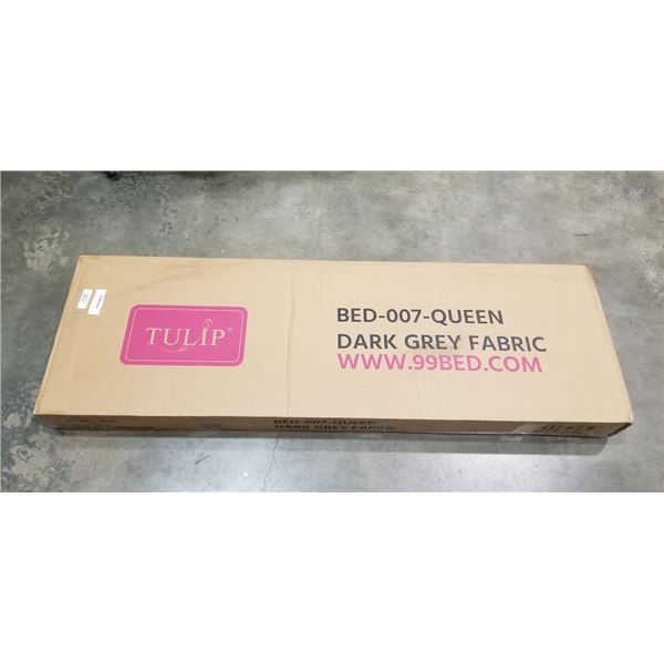 BRAND NEW TULIP QUEENSIZE PLATFORM BEDFRAME IN DARK GREY FABRIC MODEL BED-007