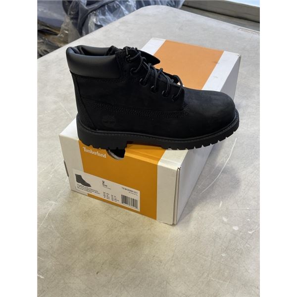 NEW TIMBERLAND PREMIUM 6 IN WATERPROOF BOOT BLACK NUBUCK, SIZE 2 YOUTH