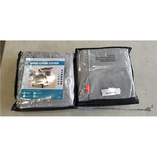 2 NEW GREY FABRIC CHAIR COVERS