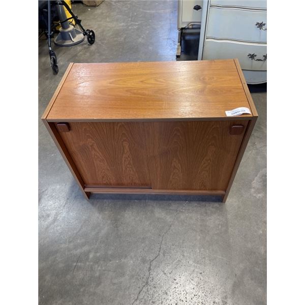 TEAK FINISH SLIDING DOOR CABINET