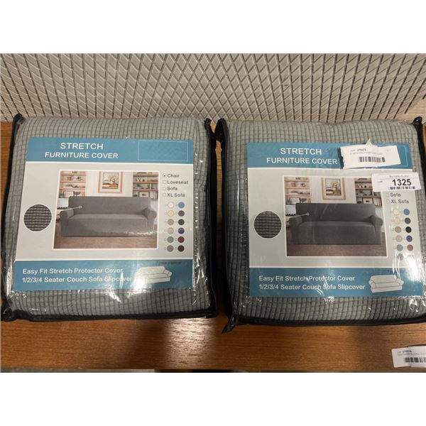 2 NEW GREY FABRIC CHAIR COVERS