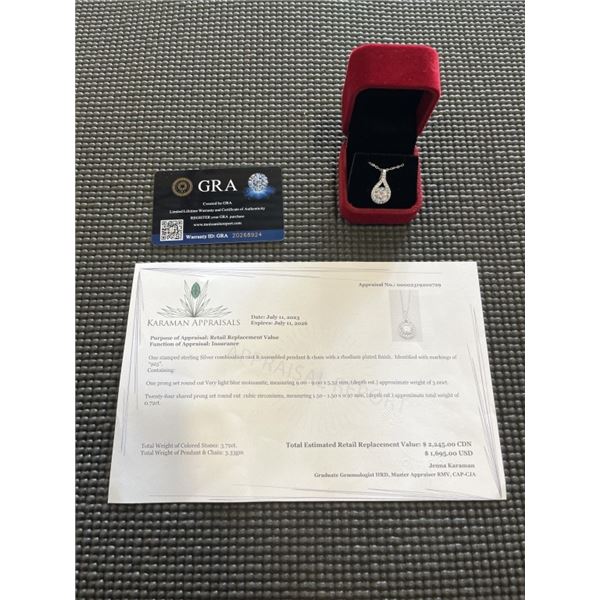 3.00 CT GRA CERTIFIED ROUND BRILLIANT CUT MOISSANITE STONE VVS D COLOR WITH THE 24 ROUND BRILLIANT C