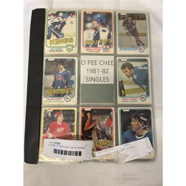 FOLDER OF O-PEE-CHEE 1981-82 HOCKEY CARDS