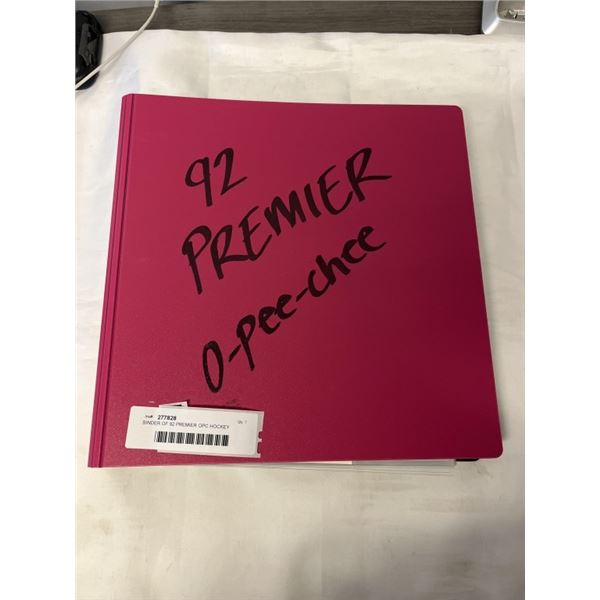 BINDER OF 92 PREMIER OPC HOCKEY CARDS