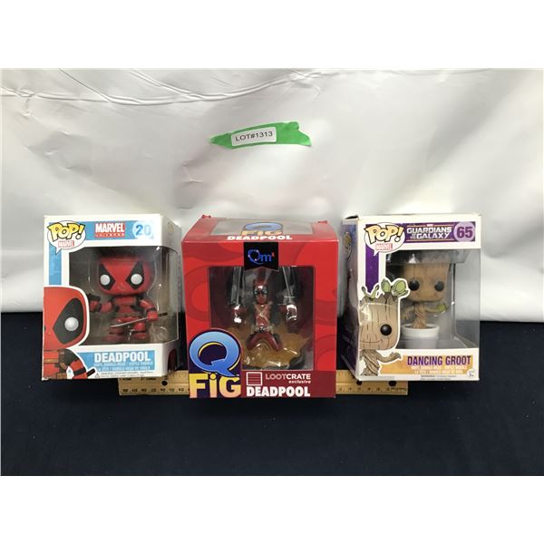 Funko Pops Action Figure #20, #65, Qfig Deadpool
