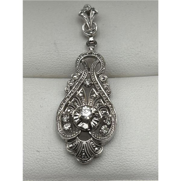 18K White Gold Diamond Pendant   -APPRAISED $1250