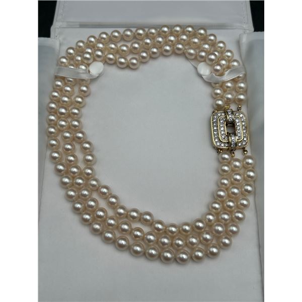 18K Gold Pearl & Diamond Necklace – APPRAISED $32,350