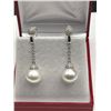 Image 1 : Ladies Diamond and Pearl Drop Earrings  -APPRAISED $10,580