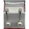 Image 3 : Ladies Diamond and Pearl Drop Earrings  -APPRAISED $10,580
