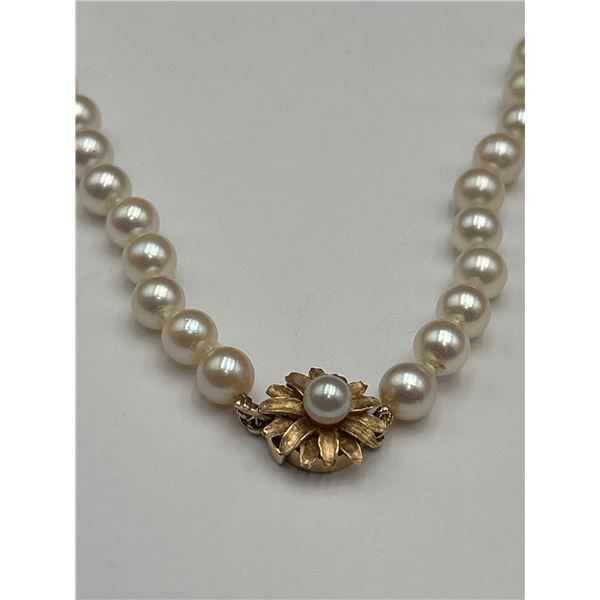 Ladies Flower Clasp Pearl Necklace -APPRAISED $9750