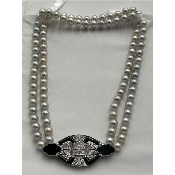 Ladies 18K GOLD Pearl & Diamond Necklace -APPRAISED $28,550