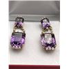 Image 2 : Amethyst 14K Yellow Gold Drop Earrings -APPRAISED $4000