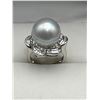 Image 1 : Ladies 18K White Gold Pearl and Diamond Ring -APPRAISED $11,650