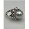 Image 3 : Ladies 18K White Gold Pearl and Diamond Ring -APPRAISED $11,650