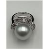 Image 5 : Ladies 18K White Gold Pearl and Diamond Ring -APPRAISED $11,650