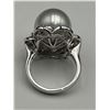 Image 9 : Ladies 18K White Gold Pearl and Diamond Ring -APPRAISED $11,650