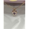 Image 5 : 10K Gold Amethyst Pendant & Chain Set – APPRAISED $565