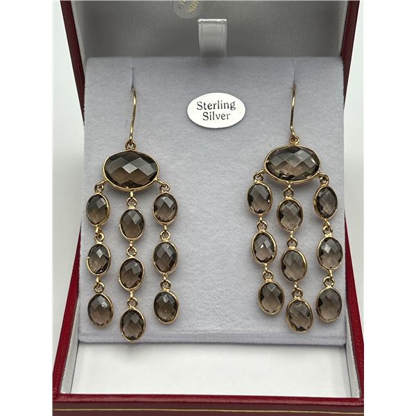 Sterling Silver Smoky Quartz Earrings -APPRAISED $1650