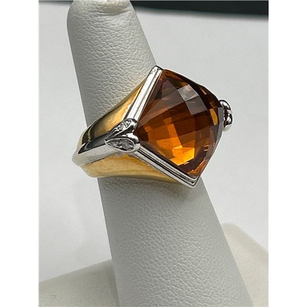 Ladies 18K Gold Citrine and Diamond Ring -APPRAISED $6250