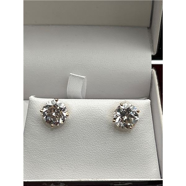 14K Gold Diamond Stud Earrings 6.00 Carats -APPRAISED $26,580