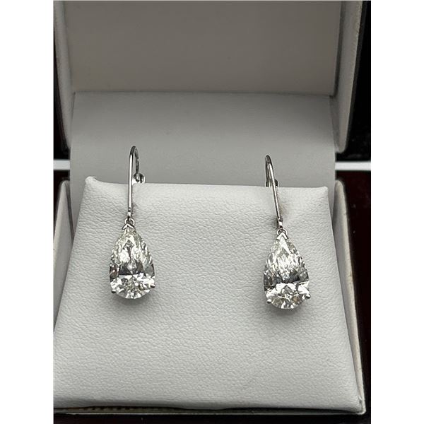 Pear-Shaped Diamond Drop Earrings 6.14 Carats -APPRAISED $28,755