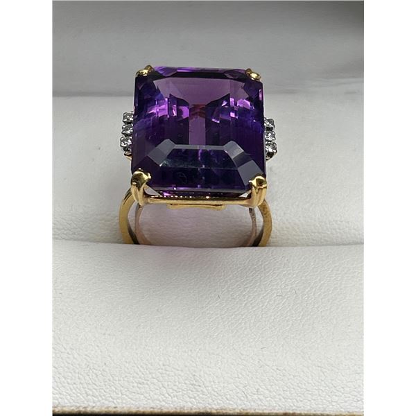 18K Gold Amethyst & Diamond Ring -APPRAISED $5000