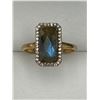 Image 2 : Labradorite & Sapphire Silver Ring -APPRAISED $725