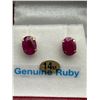 Image 1 : 14k Ruby Oval Cut Stud Earring -APPRAISED $2000