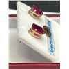 Image 2 : 14k Ruby Oval Cut Stud Earring -APPRAISED $2000