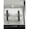 Image 1 : .925 Silver Diamond Hoop Earrings-APPRAISED $1585