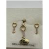 Image 3 : 10kt Gold Heart Key Pendant and Earrings Set-APPRAISED $900