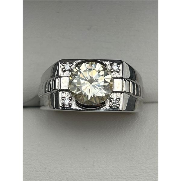 Gents .925 Silver Moissanite Solitaire RIng-APPRAISED $1960