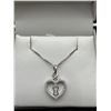 Image 1 : Ladies Silver Diamond Heart Lock Pendant Set -APPRAISED $1315