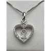 Image 2 : Ladies Silver Diamond Heart Lock Pendant Set -APPRAISED $1315