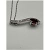 Image 4 : Oval Garnet And Diamond Pendant Necklace Set -APPRAISED $2500