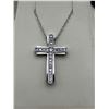 Image 1 : Silver Cross Diamond Pendant and Chain-APPRAISED $1240