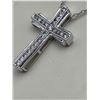 Image 2 : Silver Cross Diamond Pendant and Chain-APPRAISED $1240