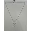 Image 3 : Silver Cross Diamond Pendant and Chain-APPRAISED $1240