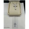 Image 5 : Silver Cross Diamond Pendant and Chain-APPRAISED $1240