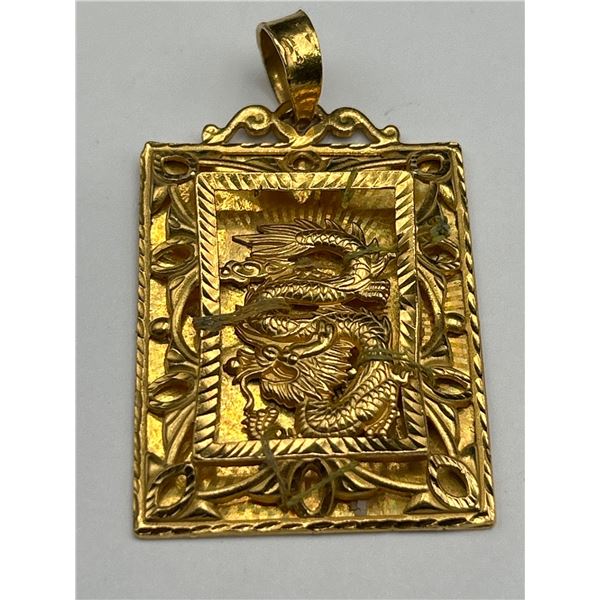 23K Gold Pendant Featuring Dragon Design -APPRAISED $11,000